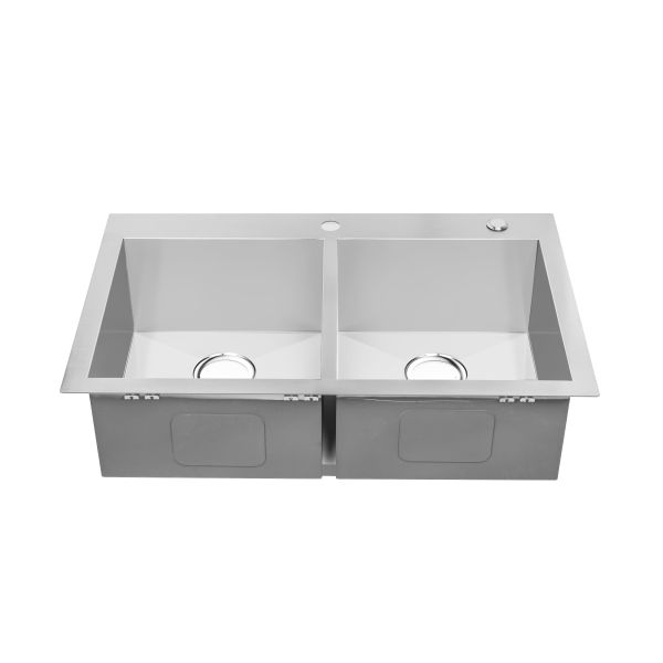 PVD Stainless Steel 304 Kitchen Sink Double Counter Top Basin