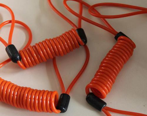 15mm coil dia big spiral orange spring stretchy coil safety tool strap rope w/loops on end