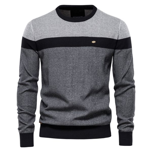 Spring Classic Fall and Spring Men's Knitwear Fashion Crew-Neck Knit Sweater Pullover