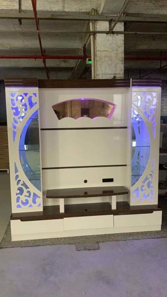 Wall Mounted Automatic TV Lift Cabinet White Hidden Pop Up Fireplace
