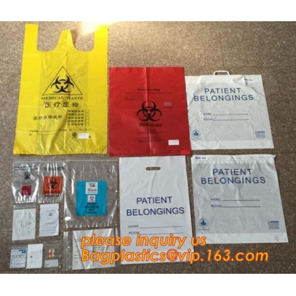 LDPE drawstring type biohazard waste garbage bag, HDPE drawstring type biohazard waste garbage bag, isolation infectious