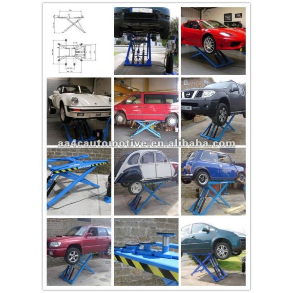 1.2M 2.7T Scissor Vehicle Lift Low Rise Pneumatic Portable Low Rise Car Lift