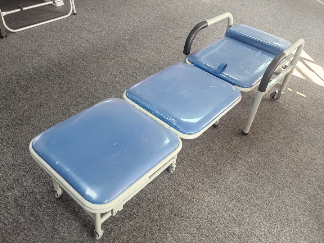 Retractable Foldable Adjustable Hospital Clinic Escort Chair With Steel Spray Plastic Structure