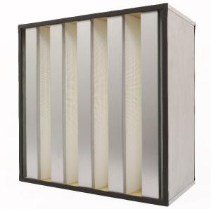Polypropylene Membrane V Bank Filter With Gi Frame Pleated High Capacity