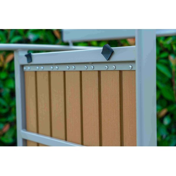 Outdoor Poly Wooden Dining Table And Chairs Plastic Wood Patio Table And Chair Set 5 Pieces Set