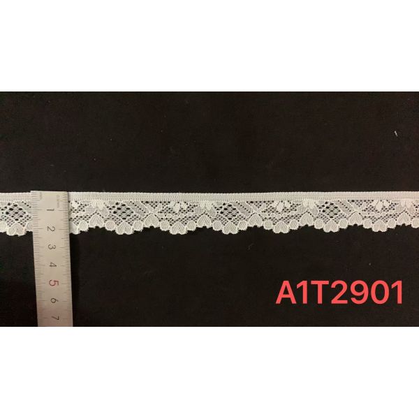Heart Pattern Stretch Lace Trim with Nylon Spandex Material and 2.5CM Width for Lingerie and Bridal Sewing