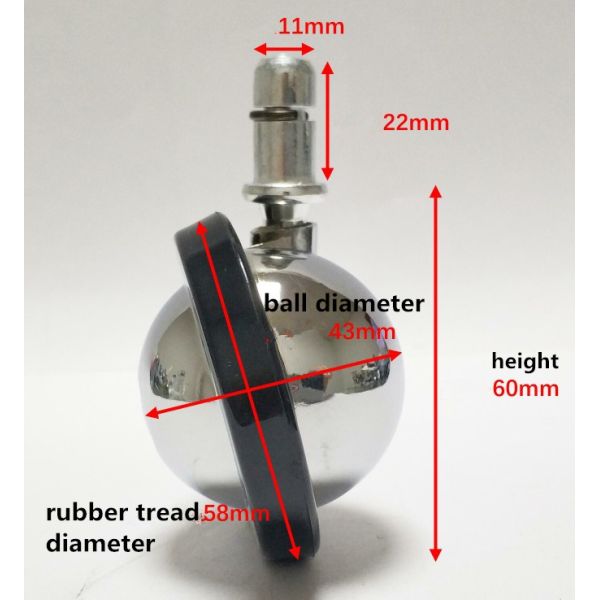 Metal Ball Castor Wheels Grip Ring Stem