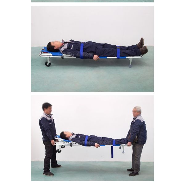 Blue Aluminum Alloy Folding Stretcher Manual Foldable Canvas Stretcher