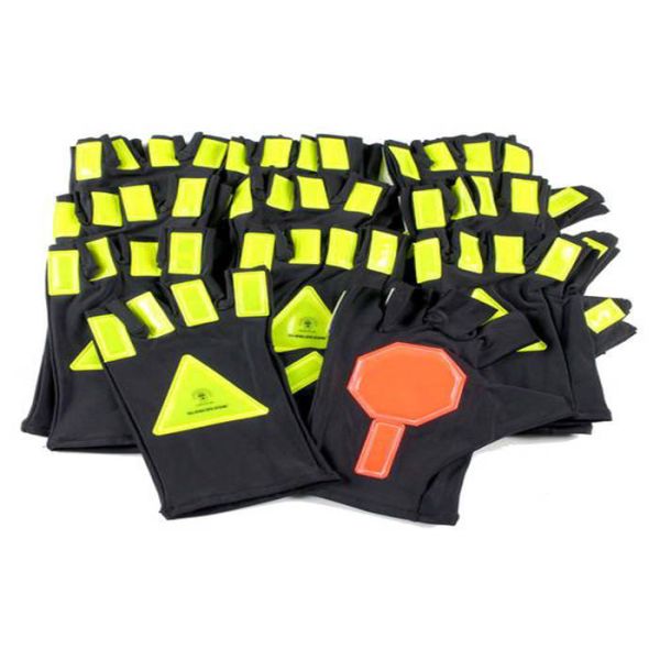 Fingerless Traffic Safety Gloves 200 - 600 Feet Size Fit Road Management