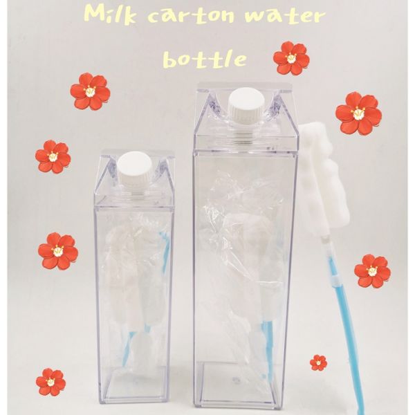 Customized Logo Acceptable 500ml 1000ml Transparent Acrylic Milk Carton Water Bottle