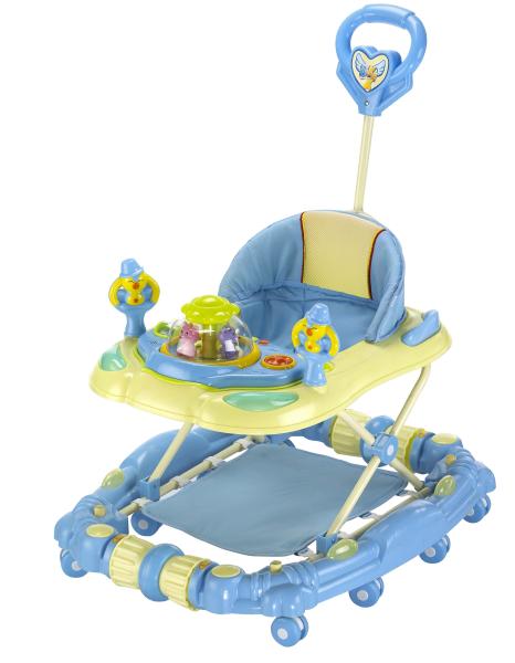 Green 6 Wheel Adjustable Baby Walker for Girls , Portable Baby Walker