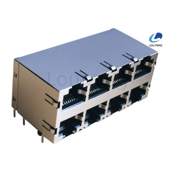 Plastic Polycarbonate Housing RJ45 LAN Connector 8 Positions Operating Temperature Range From Minus 40 To Plus 85 Celsius