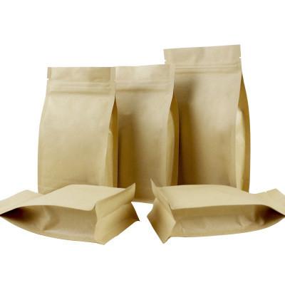 Wholesale China supplier customized Logo printed square bottom aluminum foil reclosable k kraft paper bag