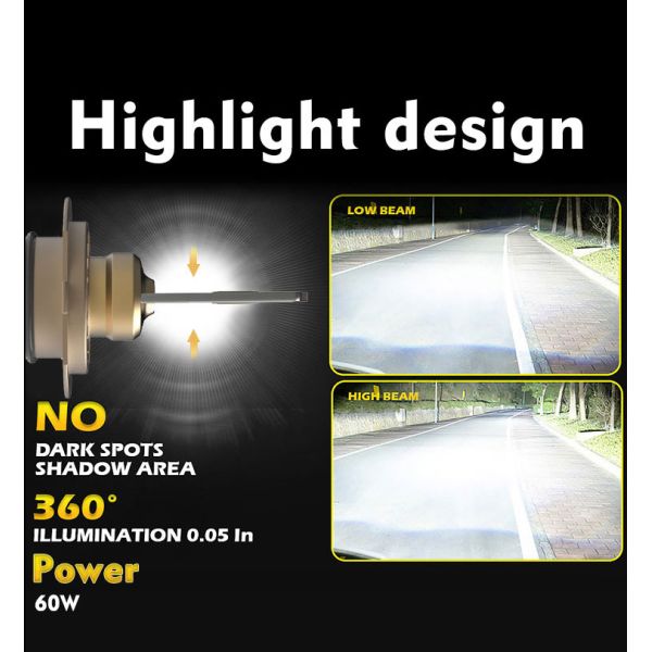 New YOUCHESHI Y8 Gold 120W 24V Cool White Light 6500K Aluminum & Brass 9000LM Universal Car Headlight LED Bulb 9005