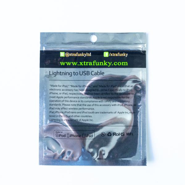 Lightweight Custom Printed Aluminum Foil Bags For Electronics Products Packaging With Resealable Zipper.
