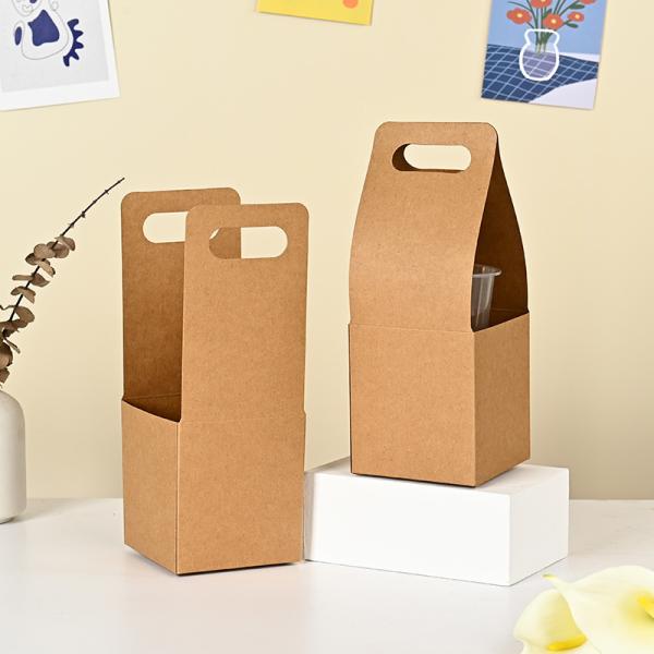 Portavasos de papel Kraft Portavasos de papel Kraft para comida a mano Portavasos de café