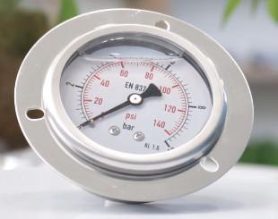 4 5000 Psi Oil Filled Pressure Gauge 0-400 Bar Stainless Steel Manometer Front Flange