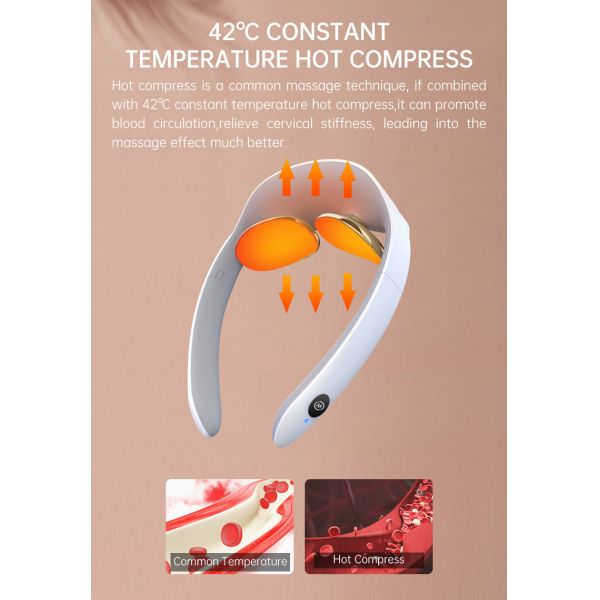 Мини беспроводные ДЕСЯТКИ Massager шеи пульсируют горячее кровообращение обжатия 500mAh