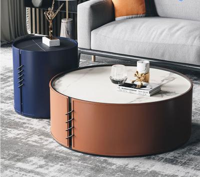 Round Hotel Coffee Tables Italian Style  Light Luxurious PU Finish Tea Table