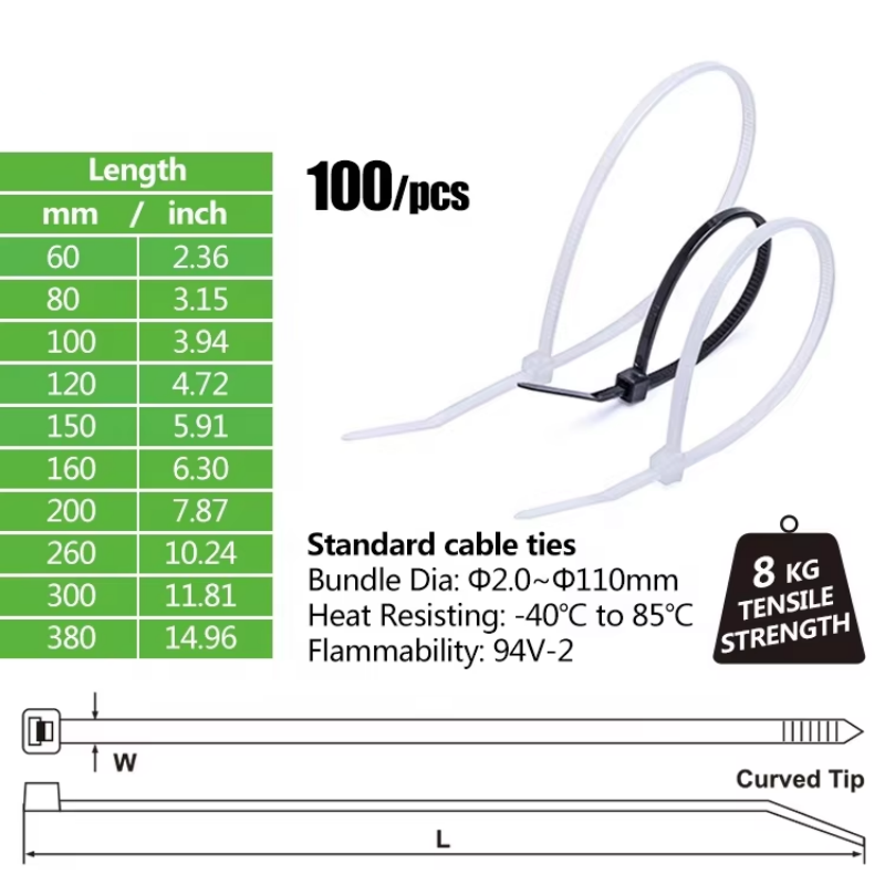 60mm-1500mm Length Self Locking Cable Ties Widely Used High Toughness