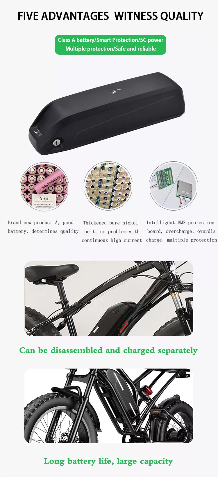 36V 48V 15Ah 20Ah Electric E Bike Battery Multipurpose Durable