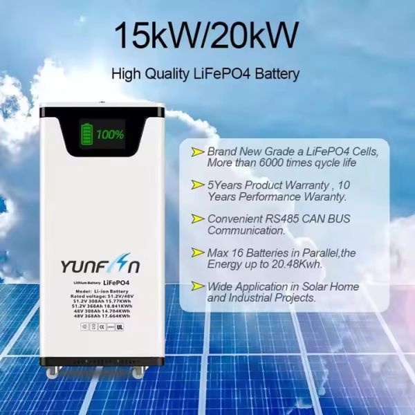 Factory Direct Floor Standing 15.36KWh LiFePO4 Battery 51.2V 300Ah Household Energy Storage System Compatible With Most Inverters OEM ODM Available