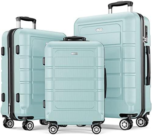 Luggage Sets Expandable PC+ABS Durable Suitcase Double Wheels TSA Lock 3pcs Red Wine