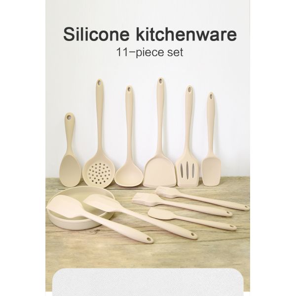 11-Piece Silicone Kitchen Utensil Set with Round Holder Multi-Functional Cooking Tools