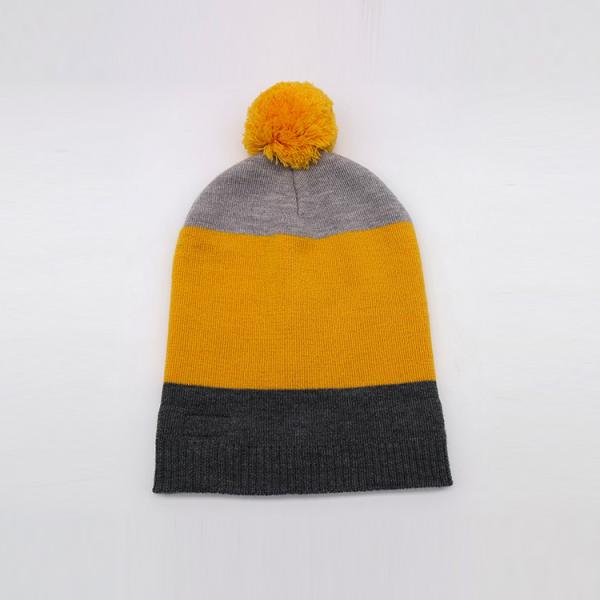 Malha Beanie Hats For Winter Season do peso leve 58CM em Grey Yellow preto
