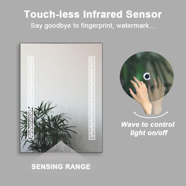 220V Rectangular Bathroom Sink Mirror With Smart LED Infrared Sensor Switch