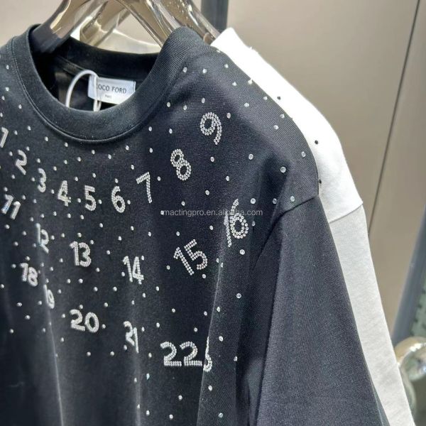 Oversized Vintage Heavyweight Rhinestone T Shirt Black For Men Women'S Custom 100% Cotton 260Gsm