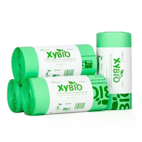 Populaire à base d'amidon de maïs écologique durable en gros 100% plastique biodégradable compostable sacs à ordures sur mesure imprimé
