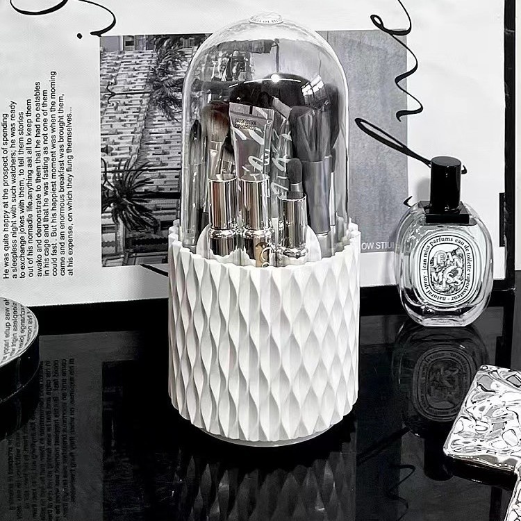 Ins Style Multi-Functional Desktop Organizer Rotating Makeup Brush Storage Tube Plastic Eyeshadow Brush Holder for Vanity Table
