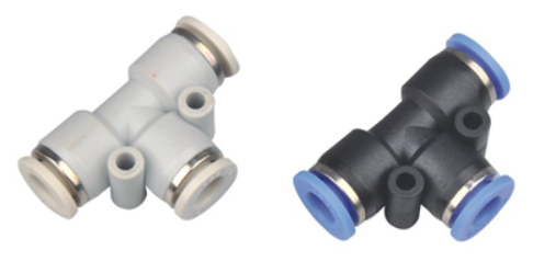 PUT - C Equal Tee Plastic Pneumatic Tube Fittings SMC Mini Type Black Colour