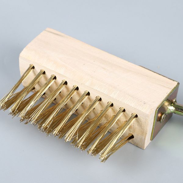 Steel Wire Weeding Brush With Special Hard Plated Copper Wire Brush Long Handle Solid Wood Garden Weeding Brush Floor Seam Brush