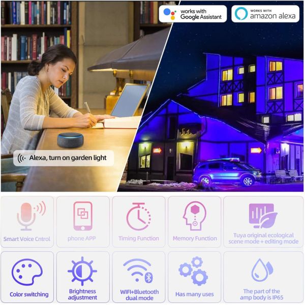 Smart Flood Lights RGBCW Backyard Security Lamp Wi-Fi Landscape Lights Stage Lights Smart Floodlights