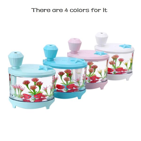 Fish Tank USB Aroma Essential Oil Diffuser Air Mist Humidifier Aromatherapy with Night Light