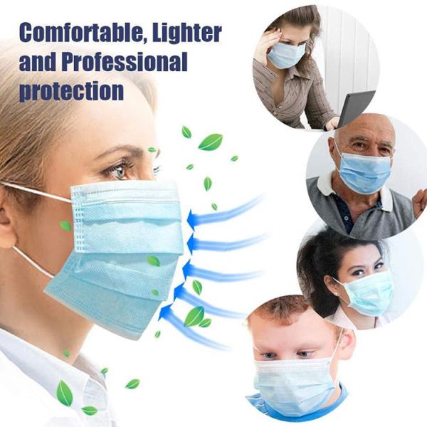 Comfortable Non Woven Face Mask Nose 3 Ply  Disposable Mask