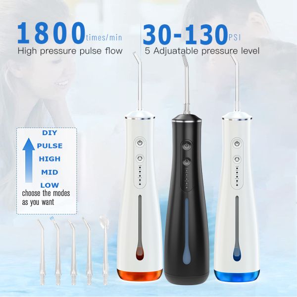 IPX7 étanche Portable irrigueur oral Dents blanchissant Flosser d'eau dentaire pour la maison