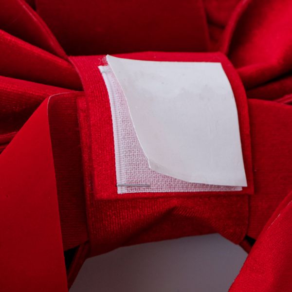 MSD Window Decor Giant Velvet Bow with 3D Decor Customizable Red Velvet Ribbon Bows