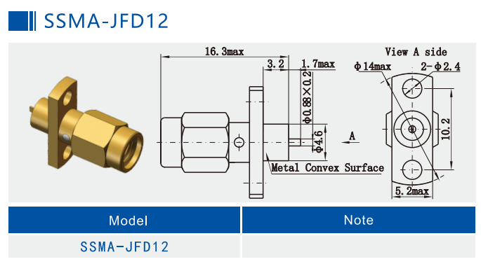 Screw 10-36UNS-2 SSMA RF flange mount RF coaxial connector gold plating housing designed for communication systems