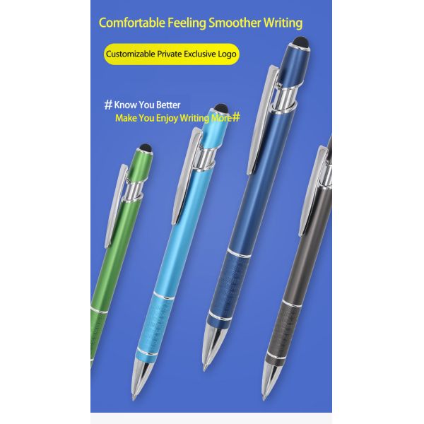 Écran tactile stylo à bille en aluminium en métal 2 en 1 stylo à bille Maggi Multi-Colours Logo