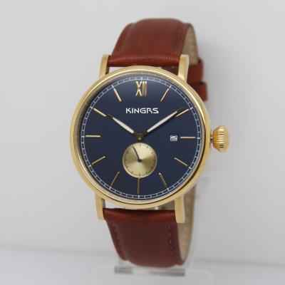 Elegent Men's Wrist Watches,High Quality Stainless steel watch with Genuine Leather strap ,OEM Men Watch