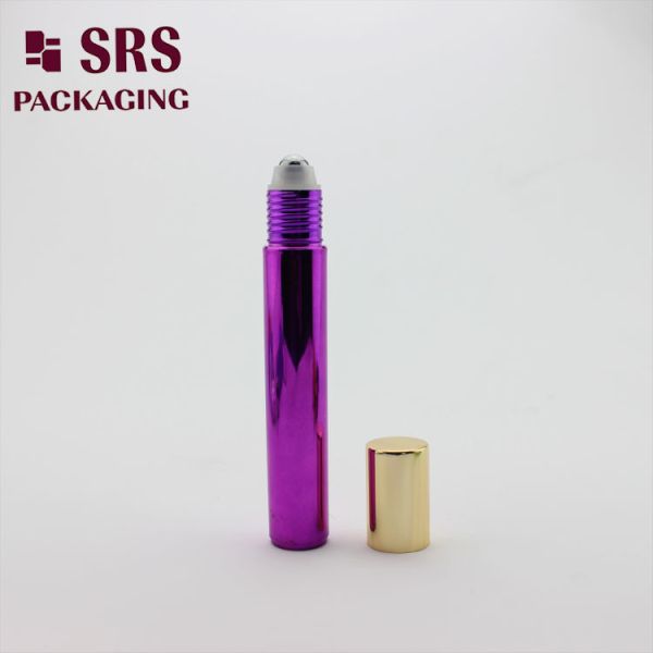SRS Empty Plastic Cosmetic Roller Bottle Metalized Purple Color 15ml