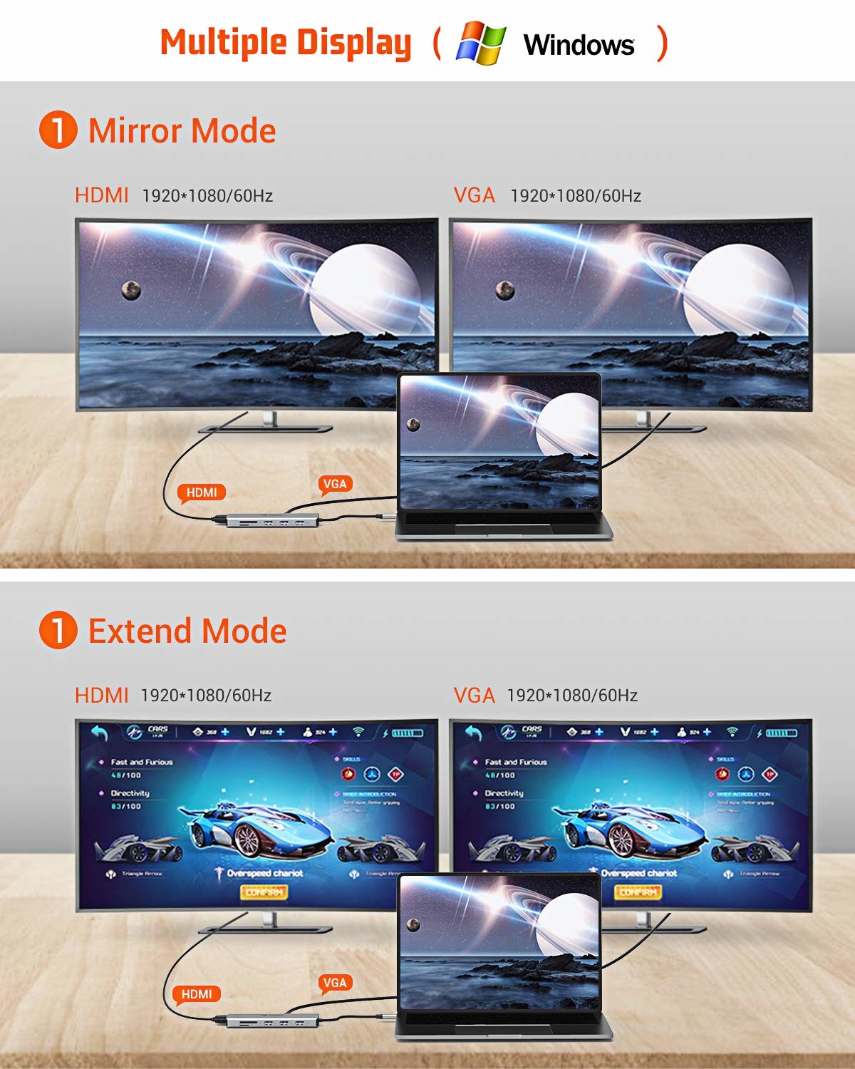 11-в-1 USB-C Хаб для MacBook Pro с 4K HDMI 100W PD USB 3.0 SD/TF Card Reader