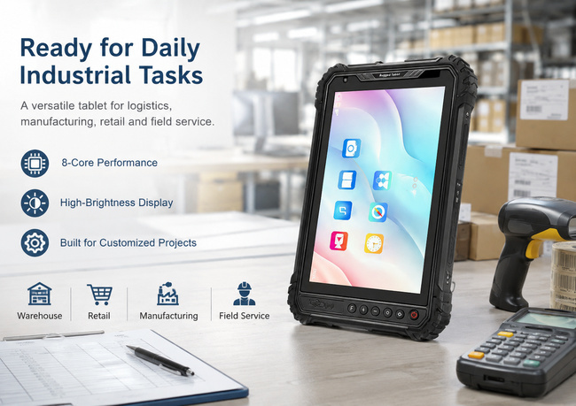 Heavy Duty Rugged Tablet 8 Inch with Large Storage for Industrial Data Workflows