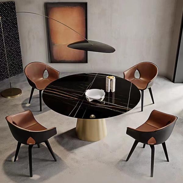 Round Luxurious Ceramic Marble Tabletop Dining Table