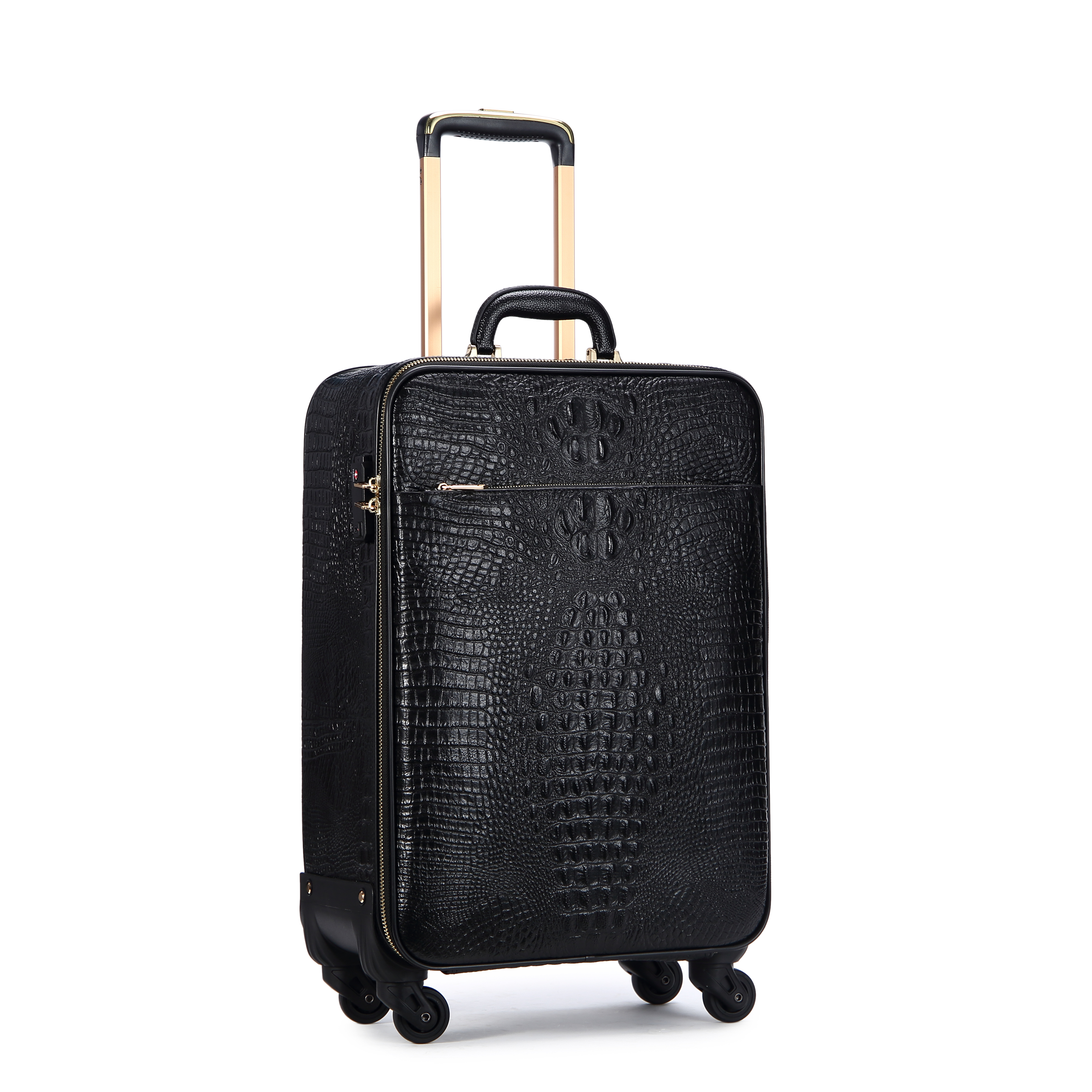 Men'S 20 Inch Leather Luggage Bag Crocodile Aluminum Alloy  Business Cabin Luggage