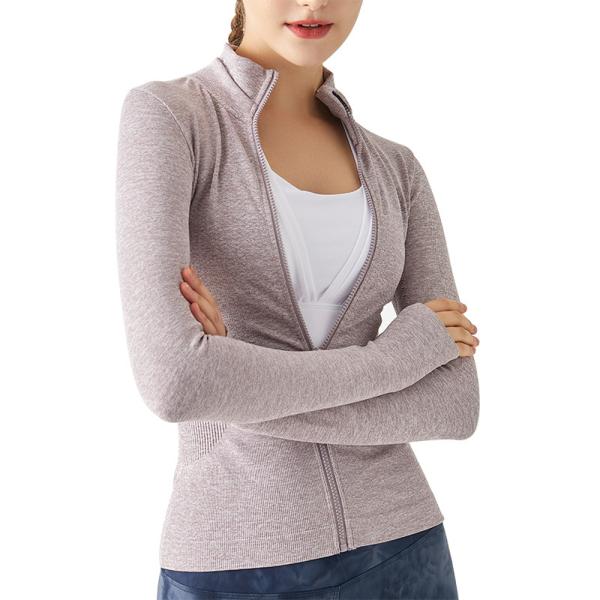 Customized Logo Nylon Cotton Women Sports Clothes Stand Collar Full Zip Yoga Jacket