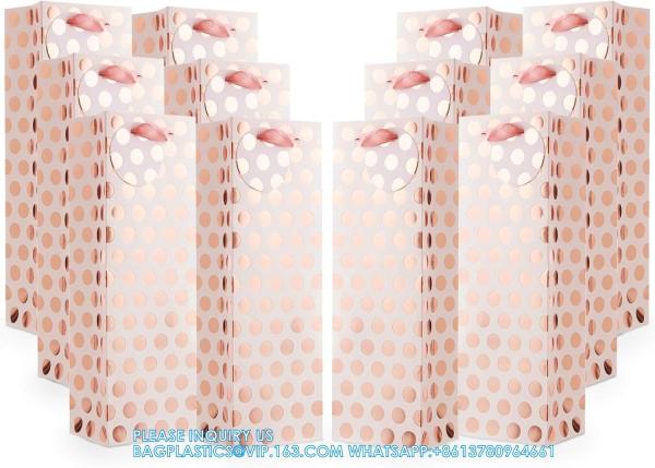 Champagne Wine Gift Bag Bulk With Tags, Polka Dots Single Bottle Holiday Gift Wrapping Wine Bags, New Year Birthday